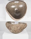 Steinwaschbecken mit Naturkante 30 cm Bad WC grau Naturstein Waschbecken Stein Flussstein...