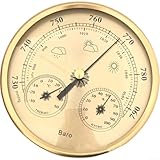 Zilimontt Analoges Barometer mit Thermometer-Hygrometer, 3-in-1-Wetterstation für drinnen...