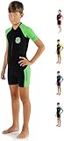 Cressi Little Shark Jr Shorty 2mm - Kurzarm Neoprenanzug für Kinder,Schwarz/Lime, 5/6...