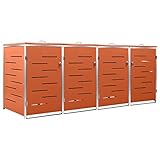 Mülltonnenbox für 4 Tonnen aus Edelstahl, 276,5x77,5x112,5 cm, wetterfest & langlebig,...
