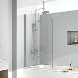 EMKE 100x140cm Duschtrennwand für Badewanne Duschwand für Badewanne Faltbar...