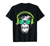 Monkey DJ mit Kopfhörer und Sonnenbrille Geschenkidee, Kurzarm , T-Shirt