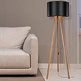 lux.pro Stehlampe Keynes 1 x E27 Stehleuchte für Wohnzimmer Dreibein Holz...