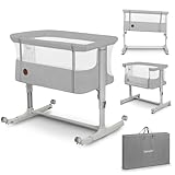 Lionelo Aurora 3 in 1 Babybett bis 9 kg, Beistellbett, Wiege, Höhenverstellug und...