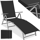 TecTake Aluminium Sonnenliege, Gartenliege klappbar, Liegestuhl mit Armlehnen,...