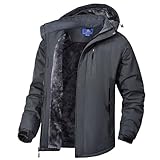 Zzkouine Herren Winter Fleecejacke Warme Gefüttert Skijacke Outdoor Winddicht Wasserdicht...