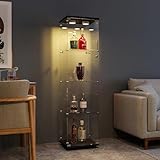 FANYUSHOW Glasvitrine, Schwarze Vertikale Vitrine, Moderne Glas-Holzvitrine, 4-stufige...