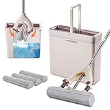 Masthome Schwamm Mopp mit Eimer,Bodenwischer mit 130cm...