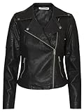 Noisy may Damen Kunstleder Jacke Biker Jacket Übergangsjacke Langarm Shacket PU Coated...