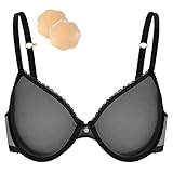 Wingslove Damen Sexy Transparenter BH Unwattierter Bügel BH Spitze Mesh Durchsichtiger BH...
