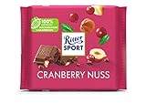 Neues Design: RITTER SPORT Cranberry Nuss 100 g, leckere Vollmilchschokolade mit...