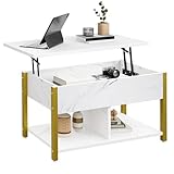 YITAHOME Couchtisch mit Anhebbarer Platte, Leicht Anzuheben, 2-Stufiger...