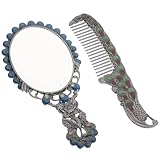 CORHAD 2 Stück Vintage Handspiegel und Kamm Set Retro Design Tragbarer Handlicher...