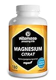 Magnesium-Citrat Kapseln hochdosiert & vegan, 2250 mg davon 360 mg elementares...