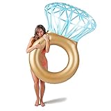 GOODS+GADGETS Aufblasbarer Diamantring Schwimmreifen - Schwimmring als romantische Diamant...