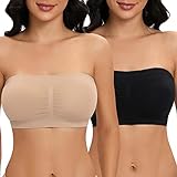 Jiuday Trägerloser BH Damen Bandeau BH ohne Träger Gepolsterter BH Nahtloser BH Tube Top...