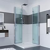 IMPTS 90 x 90 x 185 cm Duschkabine Eckeinstieg Doppel Falttüren 180º Eckig Dusche...