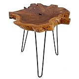 riess-ambiente.de Massiver Teak Beistelltisch WILD 50cm Baumscheibe Couchtisch mit...