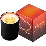 HERZWÄRMER Kerzen mit Herz-Inlay in Marken Geschenkbox Schwarzer Becher, Candle Kerze mit...