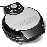 Amazon Basics Belgisches Waffeleisen mit runder 20cm Keramik-Antihaftplatte,...