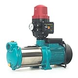 Kreiselpumpe Hauswasserwerk Gartenpumpe MHI1300 INOX 1300 Watt 6000 L/h 5,5 bar...