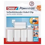 tesa Powerstrips Kabelclip / Kabel Clip selbstklebend / Zur Fixierung von Kabeln / In...