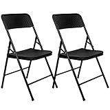 AMANKA 150kg Klappstuhl 2er Set - 50x46x83 Rattan-Optik Wetterfest Klappbar Balkonstuhl...