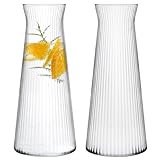 KONZEPT 2 Stk. Wasserkaraffe aus robustem, geriffeltem Glas – 1 Liter,...