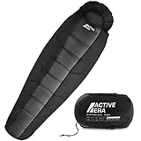 Active Era Mumienschlafsack – Schlafsack Winter und Sommer, -10°C bis 10°C -...