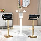 Pangshiyuan Samt 360° drehbarer Barhocker 2-teiliges Set, Handgefertigte Rückenlehne...