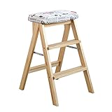 3 Stufen Klappleiter Multifunktionaler Hocker mit Kissen Küche Treppe Bücherregal...
