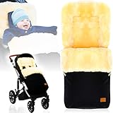 Winterfußsack/Fußsack (100% ECHTES LAMMFELL) für Kinderwagen/Buggy/Jogger...