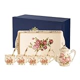 HSTWODE 1 Stück Englische Blumensträucher Porzellan-Teeservice-Set,...