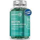 Biotin Gummibärchen 5000 mcg - 120 Vitamine Fruchtgummis für Haut Haare Nägel - Haar...