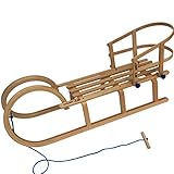 Schlitten Hörner 110cm Lehne Leine Holzschlitten Rodel Kinderschlitten COLINT