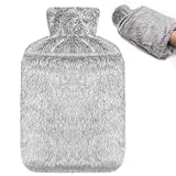 Jsdoin Wärmflasche mit Bezug - 2.0L Wärmflaschen Auslaufsicher,Naturkautschuk...