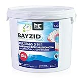 BAYZID Chlor Multitabs 5 in 1-200g Chlortabletten für Pool - 5kg - 5-Phasen Pflege &...