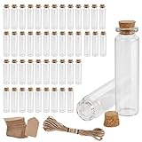 HUALIANG 45 Stück Reagenzglas mit Korken, 20ML Mini-Gläser mit 10m Seil und 45 Etikett,...