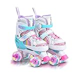 OLYSPM Rollschuhe Kinder Rollschuhe Verstellbar Rollschuhe Damen,LED Rollschuhe...