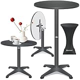 KESSER® 2in1 Stehtisch klappbar Bistrotisch 1er Set | Aluminium Edelstahlplatte...