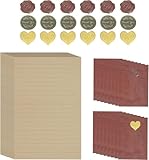Briefumschlag Briefpapier Set,50 Vintage Briefpapiere und 16 Stück Rotbraune Umschlag...