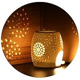 ecooe Aromalampe Teelichthalter Duftlampe aus Keramik weiß mit der Candle Löffel Aroma...