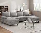 Devoko Sofa mit Schlaffunktion, U-Form Wohnlandschaft Eckcouch mit Abnehmbarem Bezug,...