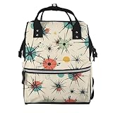 Atomic Stars Wickeltasche mit Retro-Muster, großer Laptop-Rucksack, wasserdicht, für...