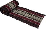 GURU SHOP Rollbare Thaimatte, Bodenmatte mit Kapokfüllung - Schwarz/weinrot, 4x55x180 cm,...
