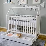 Kids Collective Babybett Beistellbett Kinderbett 60x120 cm mit Schublade Hausbett Baby...
