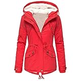 Jacke Winter Damen Parka Winterjacke Damen Rot Wintermantel Lang Wintermantel...