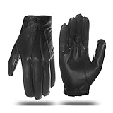 Harssidanzar Herren dünne ungefütterte Lederpolizeihandschuhe GM031EU, Schwarz,Größe M