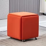 5-in-1 Leder-Sitzwürfel mit drehbaren Rollen, stapelbar, stapelbar, stapelbar, Ottomane,...