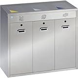 VAR | Wertstoffsortiersystem | Edelstahl | 3 x 48 l Volumen | mit Pendelklappen